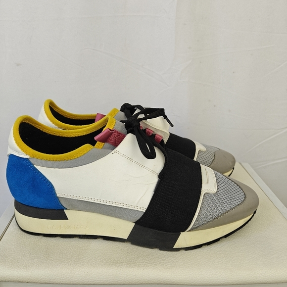 Balenciaga Multicolor Leather and Mesh Race Runner Sneakers Size 37EU 7US - Picture 4 of 13